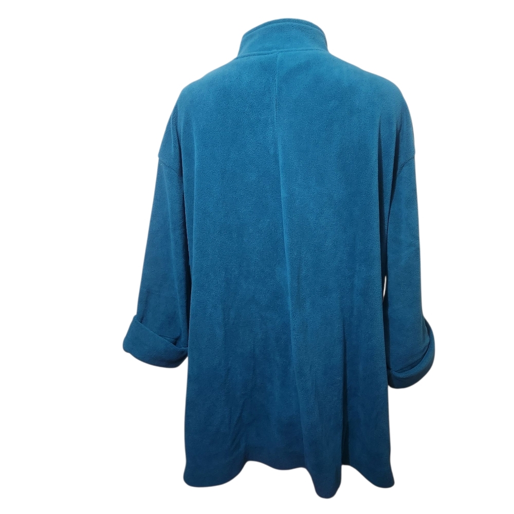 Roaman's Womens Teal Blue Fleece Full Zip Pocketed Jacket 26/28 Plus Size Petite - Picture 2 of 2